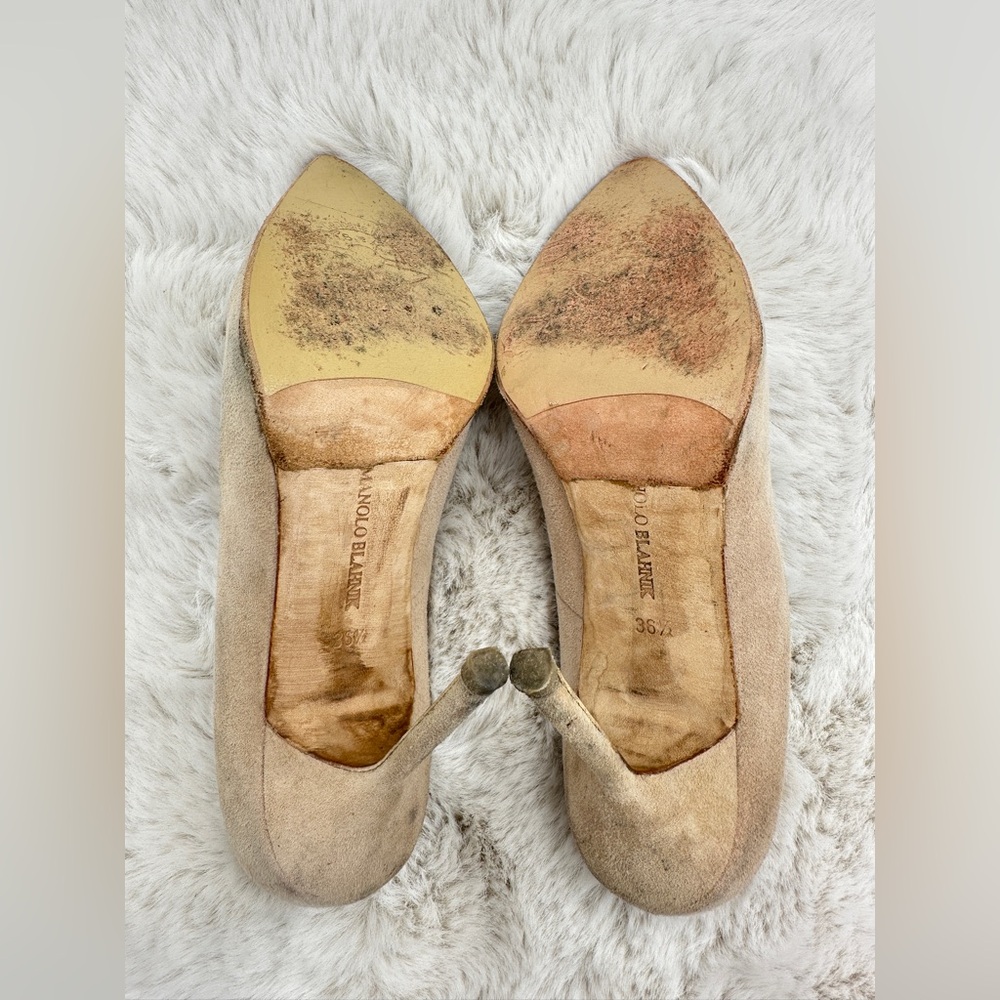 Manolo Blahnik Beige Suede nude Pumps 36.5 size 6.5‎ - Picture 11 of 13